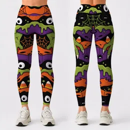 Spooky Slime Monster Candy Corn Halloween Party Haunted Cartoon Look For Women Fans Leggings