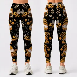 Honeybee Gnome Folkcore Center Motif For Cozy Garden Outfits And Casual Days For Women Leggings