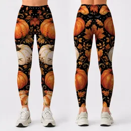 Autumn Pumpkins Maple Leaves And Tiny Bats For Cozy Halloween Fall Style For Women Leggings