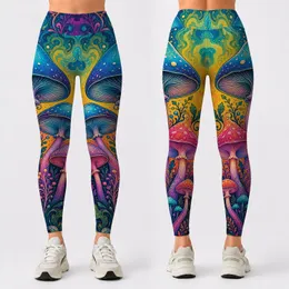 Psychedelic Mushroom Garden Fantasy Festival Yoga Lounge Boho Rave Plus Size Women Leggings