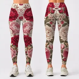 Vintage Peony Dahlia Rose Garden Floral For Boutique Casual Everyday Style Women Leggings