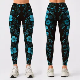 Turquoise Botanical Vine Cascade On Espresso Black For Boutique Yoga Style Women Leggings