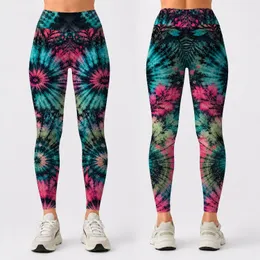Ocean Sunset Tie Dye Marbled Boho Activewear Style For Yoga Fitness Beach Days And Travel Leggings