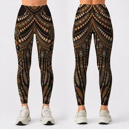 Boho Tribal Bead Medallion Fringe Motif For Festival Yoga And Boutique Style Lovers Leggings