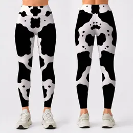 Black White Holstein Cowhide Spots Western Chic Monochrome Outfit For Women Rodeo Style Leggings