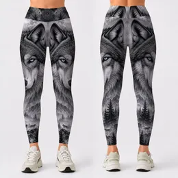 Majestic Gray Wolf In Misty Pine Forest For Wilderness Hiking Style And Gothic Outfits Leggings