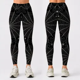 Ivory Spiderwebs On Black Gothic Halloween Monochrome Webs For Spooky Party Outfits Leggings