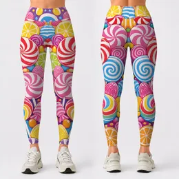Oversized Candy Swirls And Lollipops Pop Art For Festival Yoga Dance Party Outfit Women Leggings