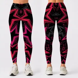 Rose Red Star Motifs On Black For Everyday Casual Streetwear And Plus Size Confidence Leggings