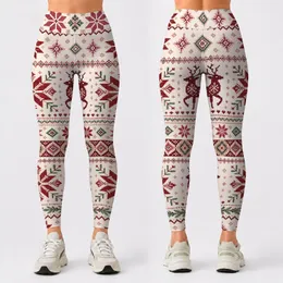 Vintage Nordic Reindeer Snowflakes Fair Isle Christmas Workout And Cozy Winter Style Leggings