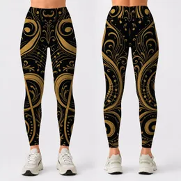 Metallic Gold Music Notes On Black For Concert Nights And Elegant Studio Style Looks Leggings