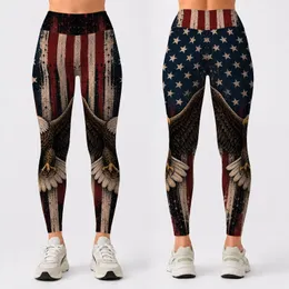 Patriotic Bald Eagle American Flag Grunge Americana For Fourth Of July Festival Style Leggings