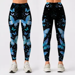 Blue Butterfly Magic Trail For Yoga Nights, Festival Outfits, And Everyday Style Leggings