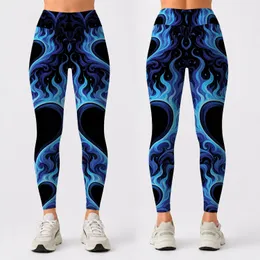 Electric Blue Gothic Hearts And Flames For Dark Romance Festival Streetwear Nights Leggings