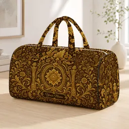 Antique Gold Baroque Filigree Medallion For Luxury Travel, Gym, Beach, And Getaways Quilted Weekend Bag