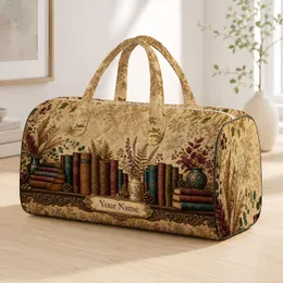 European Vintage Library Books With Dried Botanicals For Elegant Getaway Decor Style Quilted Weekend Bag