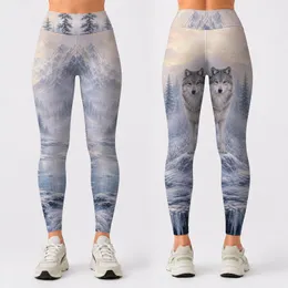 Arctic Wolf Snowy Mountain Winter Wilderness Activewear For Nature Loving Women Leggings