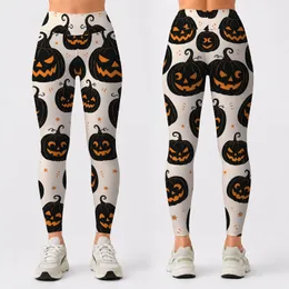 Black Jack O Lantern Pumpkin Motifs For Halloween Costumes And Spooky Everyday Style Leggings