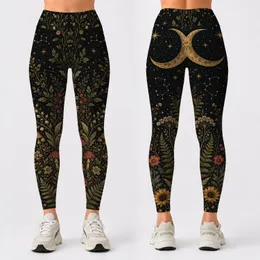 Vintage Celestial Mushroom Meadow For Dark Cottagecore Festival Nights And Everyday Wear Leggings