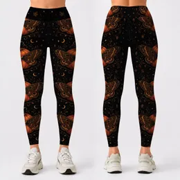 Enchanted Pumpkin Moth Halloween Costume Party Gothic Autumn Wear For Women Night Leggings