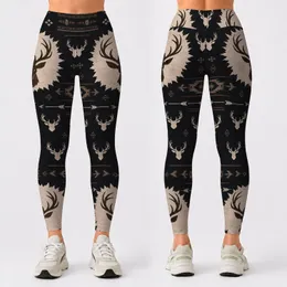 Woodland Deer Antler Heritage Style For Hiking, Ranch Wear And Outdoor Adventures Leggings