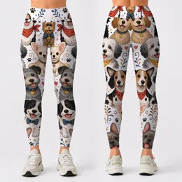 Cute Cartoon Dog Collage For Everyday Dog Lover Outfits And Playful Weekend Wear Leggings