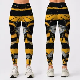 Bold Bumblebee Yellow Black Stripes For Gym Yoga Festival Streetwear And Bee Lovers Leggings