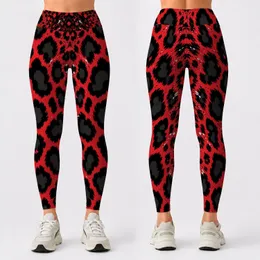 Red Black Leopard Spots Fierce Nightlife Streetwear Style For Edgy Plus Size Women Leggings