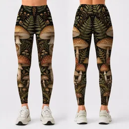 Enchanted Woodland Mushrooms With Ferns For Boho Forest Night Festival Outfit Look Leggings