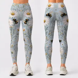 Daisy And Bumblebee Botanical Meadow Spring Garden Everyday Wear Gift For Women Leggings