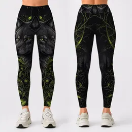 Neon Green Wolf And Thorn Vines For Gothic Nightwear And Alternative Street Style Leggings