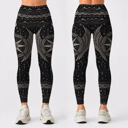 Norse Compass Celestial Folk Art for Nordic Festivals and Everyday Winter Style Women Leggings