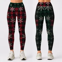 Snowflake Buffalo Check Holiday Winter Lodge Style For Festive Casual Outfits Women Leggings