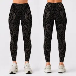 Gothic Baroque Filigree Noir Damask For Dark Academia Nights And Elegant Streetwear Leggings