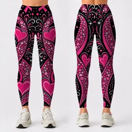 Hot Pink Breast Cancer Awareness Ribbons And Hearts For Hopeful Support Style Wear Leggings