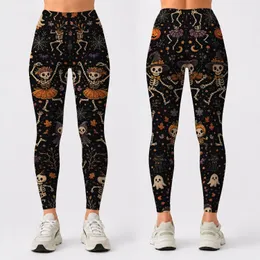 Dancing Skeletons And Jack O Lanterns For Halloween Parties, Costumes And Spooky Style Leggings