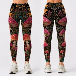 Enchanted Amanita Mushroom Botanicals For Boho Festival Yoga And Night Garden Style Leggings