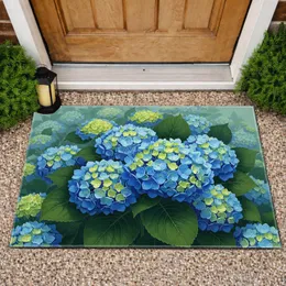 Vibrant Botanical Hydrangea Blooms Lush Greenery - Home Decor Gift Doormat
