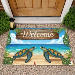 Welcome Sign Sea Turtles Tropical Beach - Home Decor Gift for Beach Lovers Doormat
