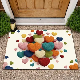 Edge-to-Edge 3D Assorted Size Multi-Color Fluffy Hearts - Entryway Home Decor Gift Doormat