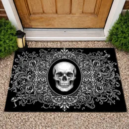 Human Skull Ornate Baroque Scrollwork Filigree - Gothic Home Decor Gift Doormat