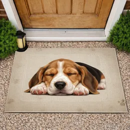 Realistic Beagle Puppy Curled Asleep on Paws - Home Decor Gift for Dog Owners Doormat