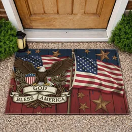 Bald Eagle American Flag Shield - Independence Day Gift for Veterans Doormat