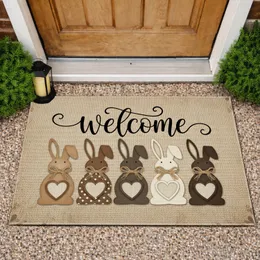 Welcome Rustic Bunny Silhouettes - Farmhouse Home Decor Gift Doormat