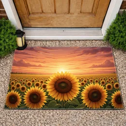 Full Bloom Sunflower Field Sunset Sky - Farmhouse Home Decor for Garden Lover Doormat