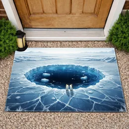 Emperor Penguins Arctic Ice Hole Landscape - Wildlife Lover Gift Doormat