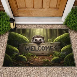 Baby Hedgehog Welcome Sign Woodland - Home Decor Gift for Wildlife Lovers Doormat