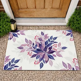 Purple Indigo Lavender Botanical Leaf Red Berry Floral - Home Decor Gift Doormat