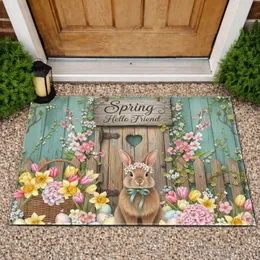 Spring Hello Friend Rabbit Door Easter Eggs - Home Decor Gift Doormat