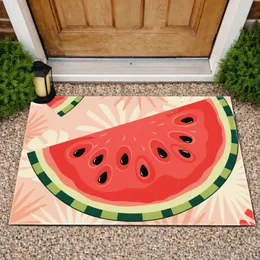 Watermelon Slice Red Flesh Black Seeds Striped Rind - Summer Home Decor Gift Doormat